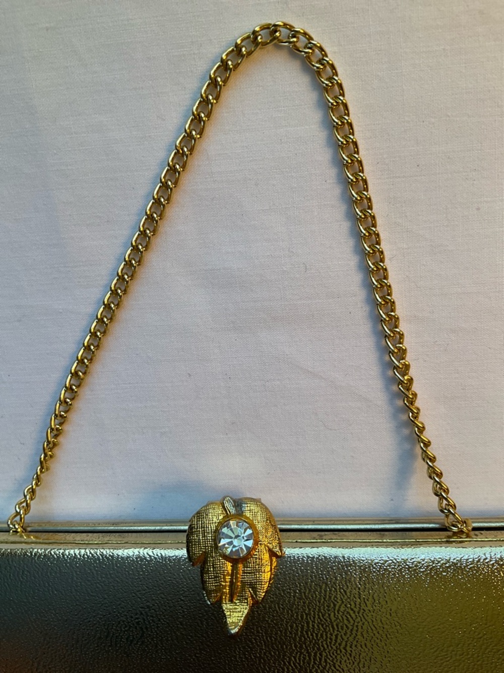 Metallic Gold Evening Clutch with Chain Strap - Picture 3 of 10